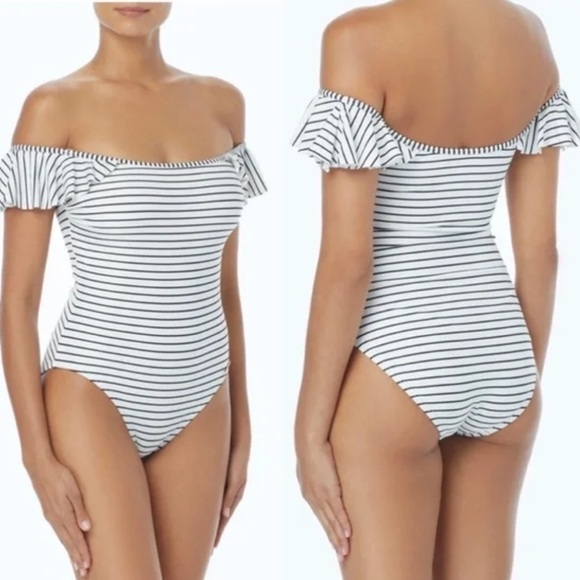 Vince Camino black and white‎ striped off-shoulder one piece swimsuit - Picture 12 of 12